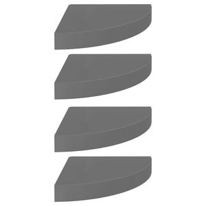 Set di 4 Mensole Angolari in MDF Grigio Lucido a Nido d'Ape con Supporti in Metallo per Parete e Esposizione - Product Image 2