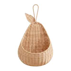 Wholesale Cute Pear Rattan Kids Wall <b>Basket</b> Handwoven Furniture <b>Wicker</b> <b>Hanging</b> Storage Pocket Boho Kids Nursery Room - Product Image 3