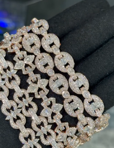 Pulsera de Plata con Diamantes Cultivados en Laboratorio, Chapada en Oro Rosa, Estilo Hiphop, con Corte Brillante Redondo, para Fiestas y Bodas - Product Image 5
