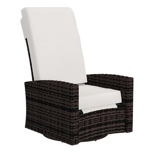 Poltrona Reclinabile Girevole in Vimini Impermeabile Color Kaki con Poggiapiedi Sollevabile e Rotazione a 360° - Product Image 1