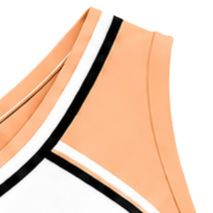 <b>Peach</b> White Black Womens Sleeveless V Neck Cheerleading Crop <b>Top</b> Athletic Performance Team Cheer Uniform Competition Sportswear - Product Image 3