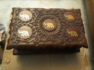 Handcrafted Wooden Jewelry Box Carved Brown <b>Elephant</b> Pattern <b>Gift</b> Organizer with 1-3L Capacity for Boutique - Product Image 4