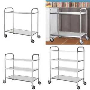 Chariot utilitaire roulant en acier inoxydable à 2, 3 ou 4 niveaux, chariot de service commercial robuste, étagère de rangement pour cuisine et hôtel - Product Image 3