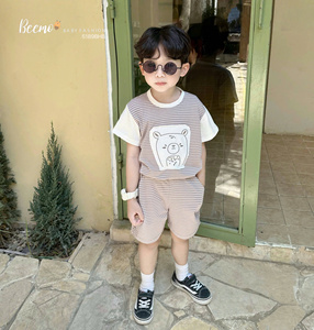 Ensembles de vêtements décontractés pour tout-petits garçons, style coréen, haute qualité, t-shirts et shorts en coton, pour boutiques de vêtements pour garçons, vente en gros - Product Image 2