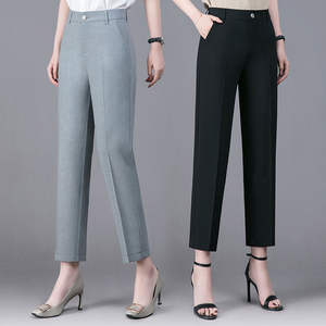Pantalon décontracté pour femme, coupe droite, taille haute, fin, toutes saisons, en promotion - Product Image 1