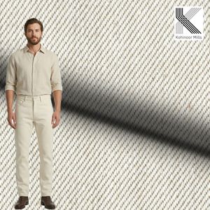 Tissu sergé respirant et durable 97% coton 3% élasthanne 350 GSM, teint en fil, extensible, tissé pour vêtements et vêtements de travail - Product Image 2