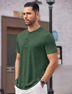 Camisetas de Hombre de Manga Corta, Casuales, Básicas, de Verano, con Botones al Frente, Logotipo, Sólidas, 100% Algodón, Ecológicas, Transpirables - Product Image 2