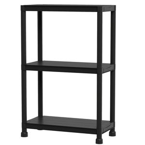 Scaffale di Stoccaggio per Garage a 3 Ripiani in Materiale PP Nero, Capacità 100 Libbre per Ripiano, Montaggio Senza Attrezzi - Product Image 2