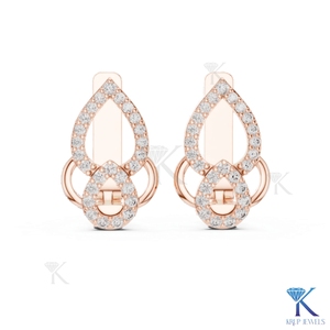 Boucles d'oreilles créoles à fermoir à pression en or massif 18 carats pour femme, serties de diamants CVD cultivés en laboratoire sur mesure et d'émeraudes taille pavé, pour mariage et soirée - Product Image 6