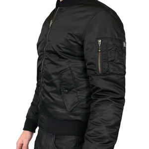 Wholesale High Quality Solid Color Casual <b>Thin</b> Men Winter Plus Size Reversible Bomber <b>Jacket</b> with Front Logo OEM Custom - Product Image 6