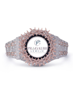 Pragalbh Jewels Custom Iced Out <b>Watch</b> Crown Bezel Micro Pave Moissanite Diamond Luxury Hip Hop Quartz <b>Watch</b> in Stainless Steel - Product Image 2