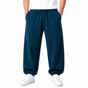 <b>Men's</b> Olive Green Cotton Sweatpants Elastic Waist Casual Joggers With Side Pockets Autumn Wear - Product Image 4