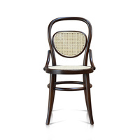 Chaise de salle à manger de style Thonet Hoffman moderne, couleur foncée, design en rotin, bois de teck, décoration d'intérieur, anniversaire