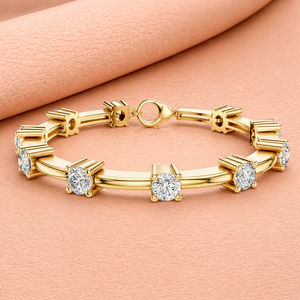 Bracelet tennis VBR JEWELS en diamants taille brillant, plaqué argent, or jaune 14 carats, certifié IGI, taille brillant, élégant et minimaliste - Product Image 3