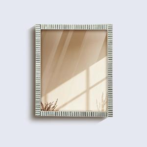 Miroir de courtoisie mural décoratif avec cadre en os incrusté, design moderne et durable, AL MALIK CRAFT - Product Image 1