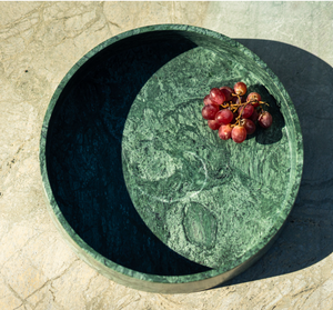 Bol de service multifonctionnel de haute qualité en marbre vert naturel moderne à motif abstrait pour table à manger Ramadan Diwali - Product Image 3