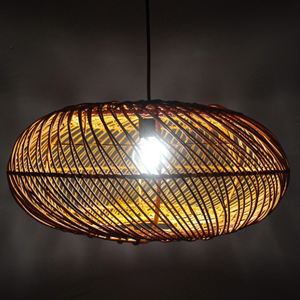 Handwoven Rattan Pendant Light Natural Brown Woven <b>Lampshade</b> Modern Indoor Hanging Lamp Decor - Product Image 4