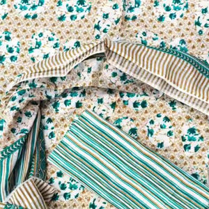 Material de vestido de algodón estampado a mano estilo Rajasthani, elegante y hecho a medida, con dupatta, suave, transpirable y cómodo, ideal para regalar. - Product Image 1