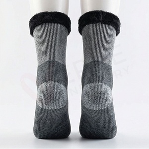 Men's Crew <b>Socks</b> Solid Gray Knitted <b>Wool</b> Nylon Thick Winter Thermo Daily Wear Regular Style - Product Image 2