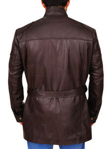 Veste Safari en Cuir de Vachette de Haute Qualité, Col Montant, Écologique, Imperméable, Réversible, Style Urbain, Marron pour Hommes - Product Image 2