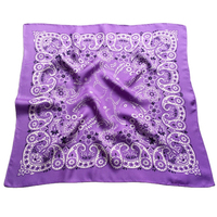 Foulard carré en soie imprimé floral violet, bandana tendance, accessoire multifonctionnel quatre saisons, logo personnalisé imprimé sur soie carrée