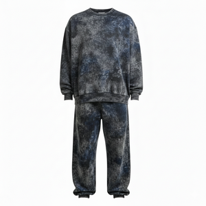 Survêtement surdimensionné pour homme en coton épais 100% personnalisé, avec fermeture éclair, délavé à l'acide, brodé, comprenant un sweat à capuche long et un pantalon, lavage enzymatique - Product Image 3