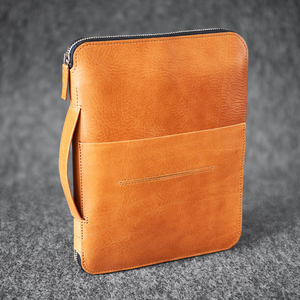 Estuche Organizador de Cuero con Cierre de Cremallera, Portafolio Multifuncional Vintage Hecho a Mano de 7 Pulgadas para Documentos y Dispositivos Electrónicos - Product Image 1