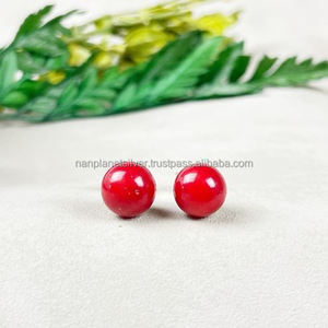 Pendientes de tuerca de piedras preciosas de ópalo Rosa redondo de 8mm, Plata de Ley 925 con chapado en oro, joyería de moda para mujer, venta al por mayor - Product Image 5