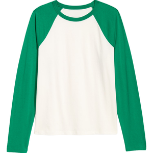 Camiseta Unisex Casual Raglan de Manga Larga con Cuello Redondo, Corte Regular, Color Sólido Multicolor, Blanca - Product Image 4