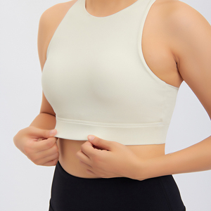 Women's Seamless Scoop Neck <b>Racerback</b> Sports <b>Bra</b> High Support Breathable Quick Dry Solid Color Yoga Fitness Top Lace Removable - Product Image 5