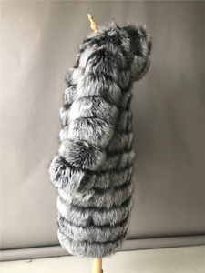 Wholesale High Quality <b>Men's</b> Winter Genuine Silver Fox Fur Trench Coat <b>Long</b> Hooded Thick Breathable Eco-Friendly - Product Image 2