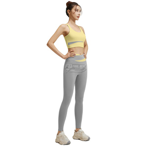 Conjunto de Yoga al por Mayor Personalizable, 2 Piezas, Ropa Deportiva para Mujer, Gimnasio, Entrenamiento, Sin Costuras, Transpirable, Spandex/Nylon, Cintura Elástica - Product Image 1