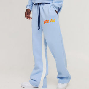 Casual Straight Style Jogger Sweatpants Loose Fit Plain Dyed <b>Studded</b> Pants Trousers - Product Image 1