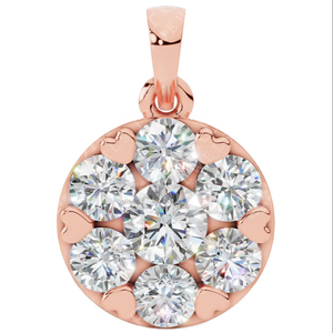 จี้รูปหัวใจประดับเพชรทรงกลมเจียระไนแบบบริลเลียนท์  ฝังแบบคลัสเตอร์ เพชรเลี้ยงในห้องปฏิบัติการ ทอง 10K สีทอง ไม่มีสี ความสะอาดระดับ VVS สร้อยคอโรแมนติกแบบโซลิแทร์ - Product Image 1
