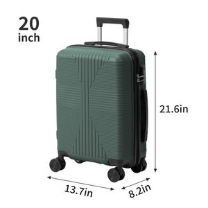 Set di Valigie da 20 Pollici alla Moda in PP Verde Scuro 2-in-1 con Cerniera Senza TSA per Viaggiatori - Product Image 5