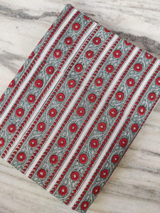 <b>Red</b> Stripe Floral Hand Block Printed Cotton Fabric Indian Sanganeri Fabric Dress <b>Material</b> Wholesale - Product Image 1