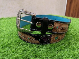 Hot Selling Handmade Men's Party Casual Belt Full Grain Cow Hide Alloy <b>Skull</b> Buckle Animal Print High Strength Lightweight - Product Image 1
