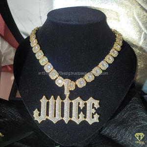 Premium Lab Grown Diamond "JUICE" Pendant Full Pave Cuban Chain Hip Hop Jewelry Wholesale - Product Image 1
