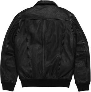 Veste de moto pour homme en cuir PU noir imperméable et coupe-vent, fermeture éclair, col rabattable, coupe régulière, couleur unie, style hiver - Product Image 3