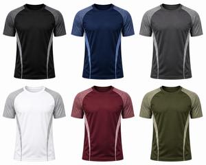 T-shirt à manches courtes col rond pour homme Noir Gris Écologique 100% polyester Tissu tricoté Coupe classique Style décontracté 180g - Product Image 6
