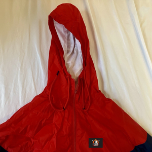 <b>Men's</b> Red White Navy Color Block Hooded <b>Racer</b> <b>Jacket</b> Windproof Zipper Sporty Style Autumn Wear - Product Image 2