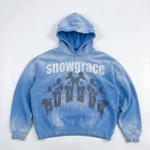 Sudadera con Capucha Snowgrace Azul Tie-Dye para Hombre, Estilo Holgado, Felpa Francesa, Ropa Casual de Invierno - Product Image 1