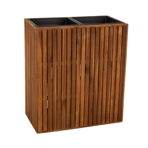 Bac à plantes en bois d'acacia de qualité supérieure avec revêtement en plastique, jardinière naturelle à 2 compartiments pour jardin, maison, entrée, en provenance du Vietnam - Product Image 1