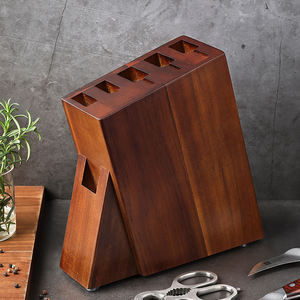 Bloc à couteaux en bois d'acacia écologique, capacité 7 pièces, organisateur de couverts durable pour comptoir de cuisine - Product Image 1
