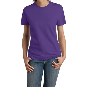 T-shirt violet à manches courtes et col rond 100 % coton, coupe classique, couleur unie, décontracté, en jersey tricoté, design vierge pour homme - Product Image 1