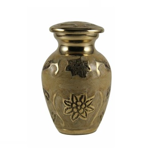 Urna de Cremación Dorada con Diseño de Girasol Turquesa y Moneda Conmemorativa, Urnas de Pequeña Capacidad para Adultos, Bebés y Niños, Ideas de Regalo Funerario - Product Image 1