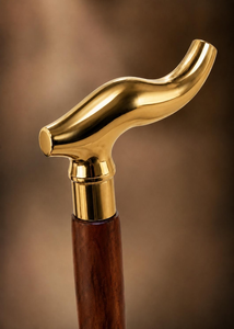 Canne de marche sculpturale en métal, bâton de marche en bois poli, élégante canne de gentleman, style vintage décoratif, fabriquée à la main - Product Image 5