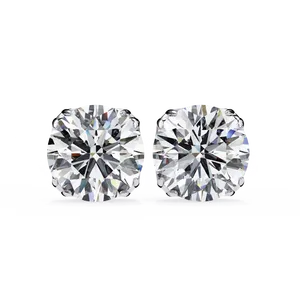 1.5ct Round Brilliant Cut Lab grown Diamond Solitaire Stud <b>Earrings</b> 18K Solid Gold Fine Jewelry Women Post <b>Back</b> Earwear Pair - Product Image 3