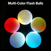 Balles de golf en caoutchouc avec lumière LED, multicolores, clignotantes, lumineuses pour l'entraînement nocturne, logo personnalisé disponible, cadeau