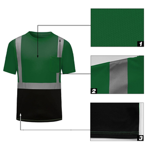Chemise de travail réfléchissante à manches courtes 100 % polyester haute visibilité pour les travailleurs du bâtiment et des chantiers industriels - Product Image 3